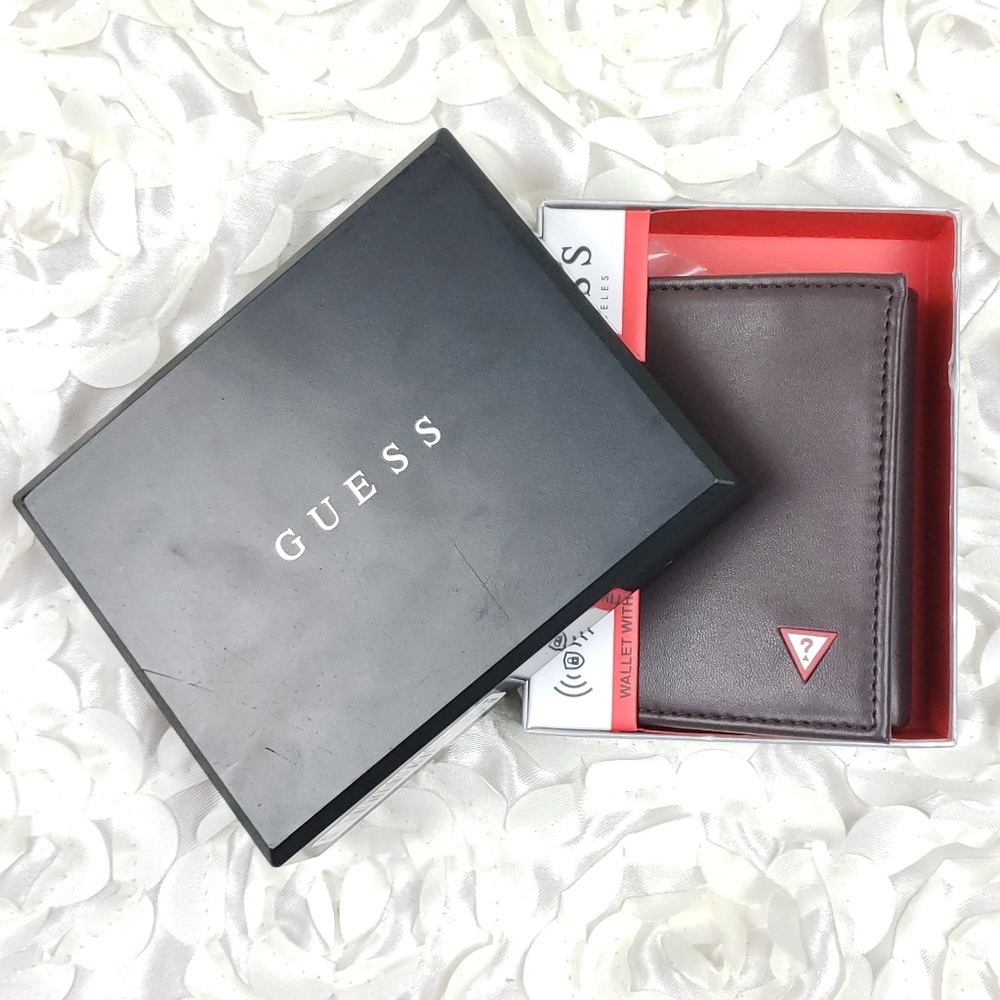 Guess Brown ID Protection Triple Fold Wallet